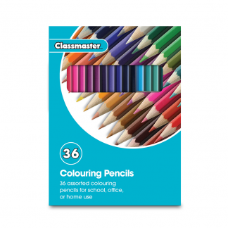 Pack of 36 Colouring Pencils in 36 assorted colours in Classmaster branded packaging