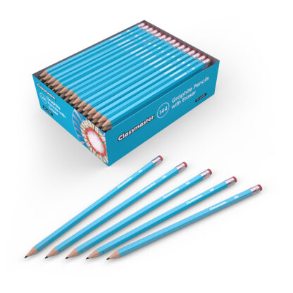 HB Graphite Pencils with Eraser Tips - Packs of 12, 144