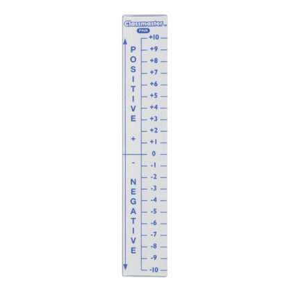 Positive and Negative Rulers with Classmaster Branding on strong white plastic