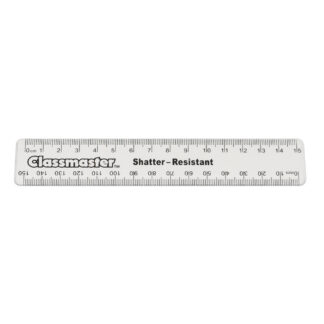 15cm clear ruler with metric measurements and classmaster branding