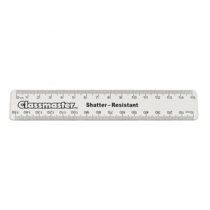 15cm clear ruler with metric measurements and classmaster branding