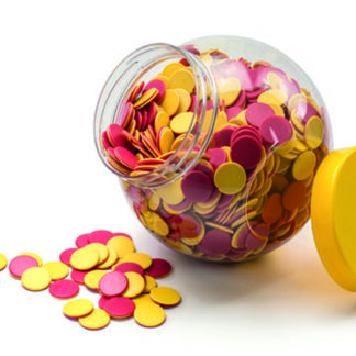 3200ml classroom storage jar with yellow screw top lid, filled with counters