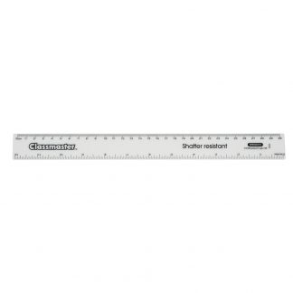 30cm white rulers in a pack of 100 with classmaster branding