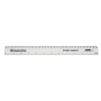30cm white rulers in a pack of 100 with classmaster branding