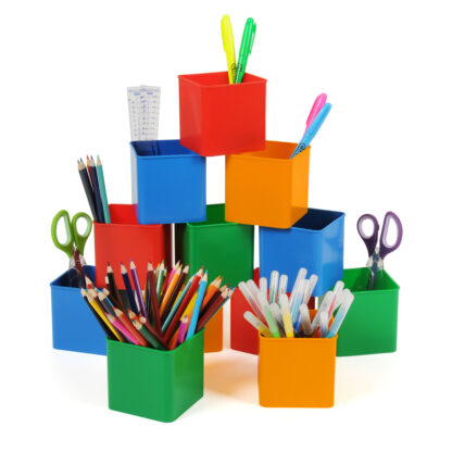 Assorted Colour Desk Pots, Pack of 12
