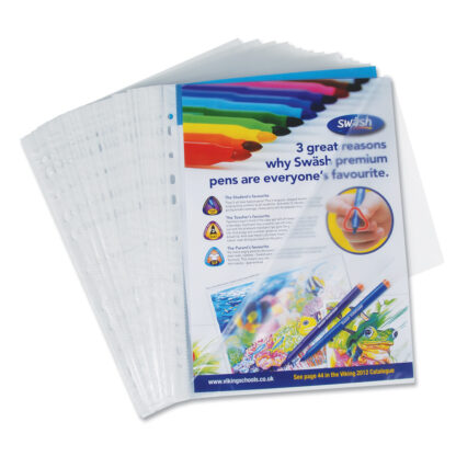 Clear 50-Micron A4 Punched Pockets, Pack of 100