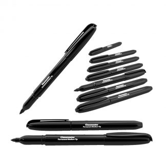 Pack of 10 Permanent OHP pens with black ink, medium tips with Classmaster branding