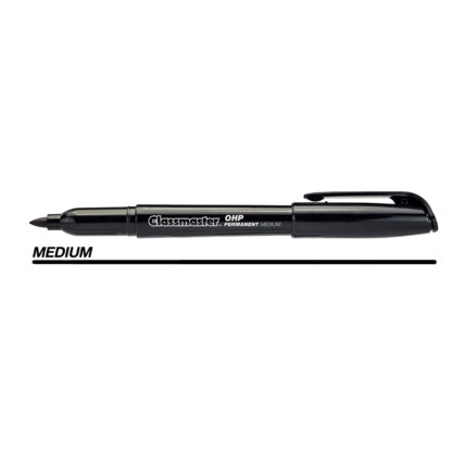 Permanent OHP Pens, Black Medium Tip, Pack of 10 - Image 2