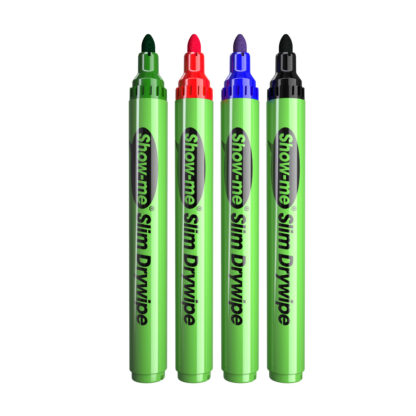 4 Assorted Colours Drywipe Pens, Medium Tip