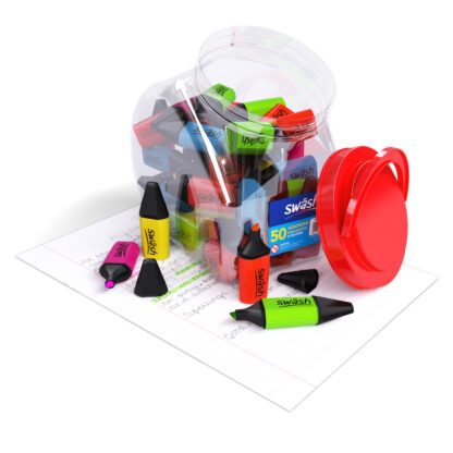 Assorted Colour Mini Highlighters, Tub of 50