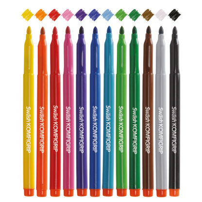 Assorted KOMFIGRIP Fine and Broad Tip Colouring Pens, Pack of 600 - Image 3