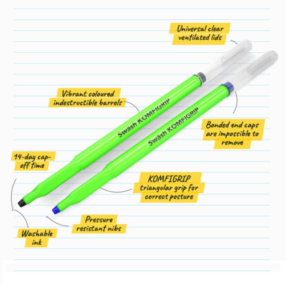300 KOMFIGRIP Handwriting Pens, Black - Image 3