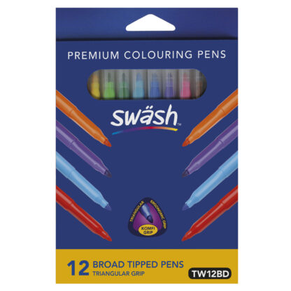 Assorted KOMFIGRIP Broad Tip Colouring Pens, Pack of 12