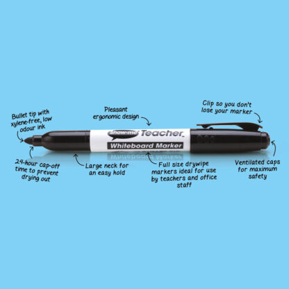 TEACHER Whiteboard Markers, Assorted Colours, Pack of 4 - Image 2