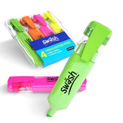 Assorted Colour Premium Highlighters, Wallet of 4